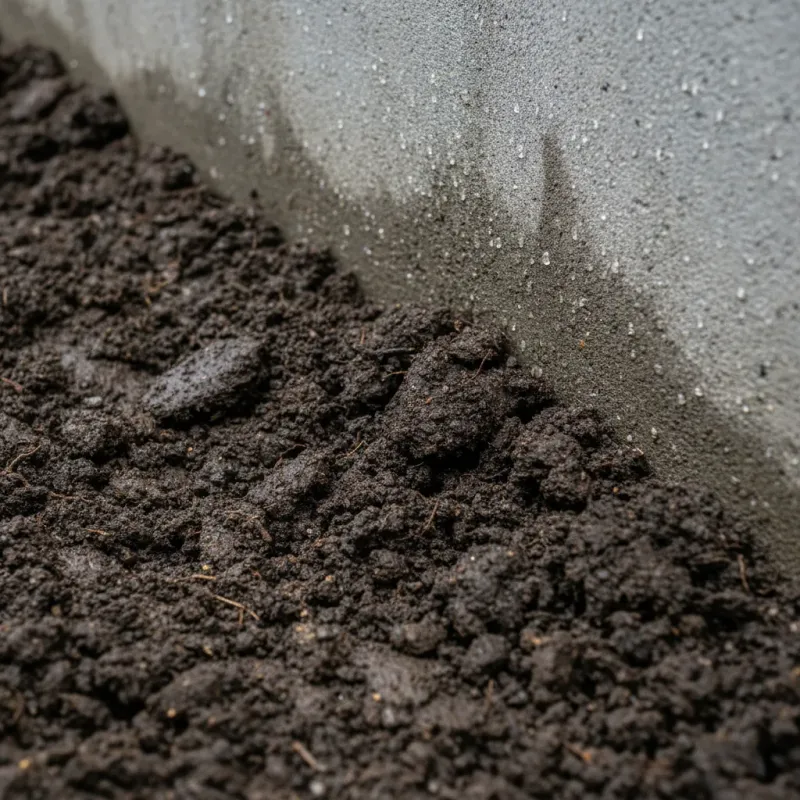 Fraser Valley clay soil expanding against a poured concrete foundation wall